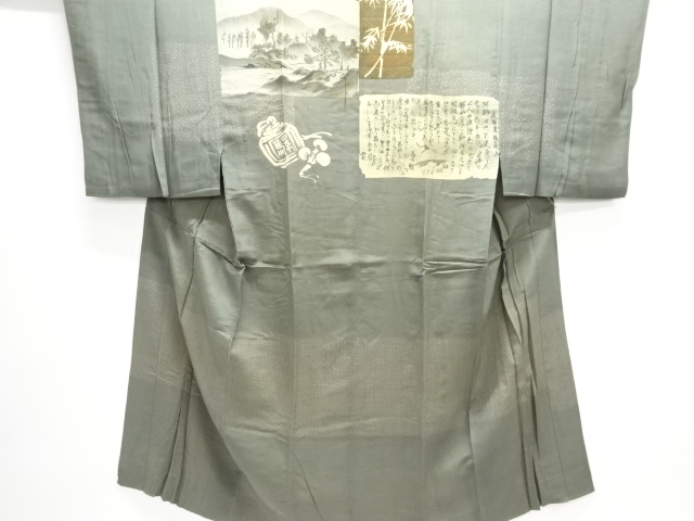 JAPANESE KIMONO / ANTIQUE MENS JUBAN / SILK / SCENERY